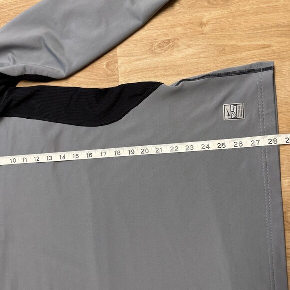 NIKE PRO COMBAT PULLOVER HYPERWARM DRI FIT MAX 1/4 ZIP MENS L GRAY BLACK FITTED - Picture 9 of 9